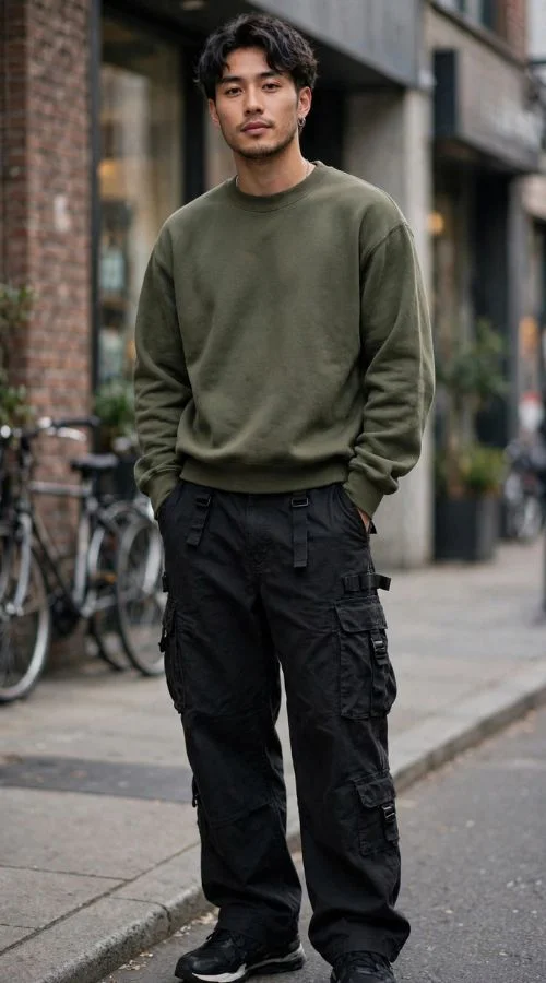 Crewneck Sweatshirt with Cargo Pants