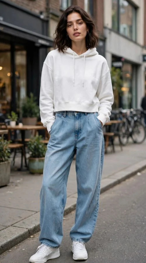 Cropped Hoodie and Baggy Jeans