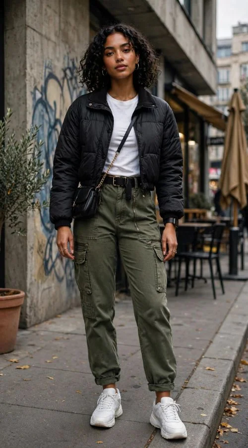 Cropped Jacket and Cargo Jeans
