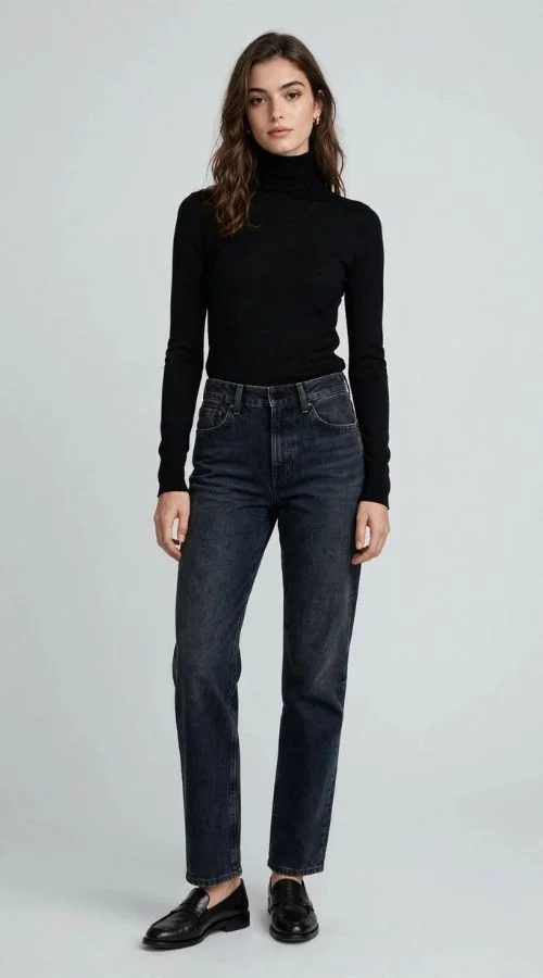 Dark Wash Straight-Leg Jeans
