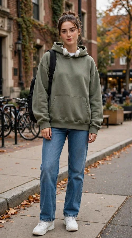 Oversized Hoodie and Straight-Leg Jeans