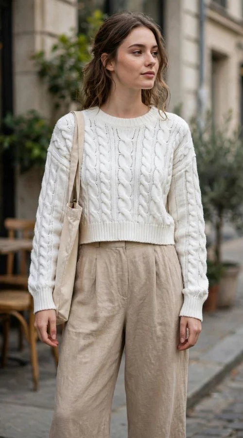 Knit Top and Wide-Leg Trousers