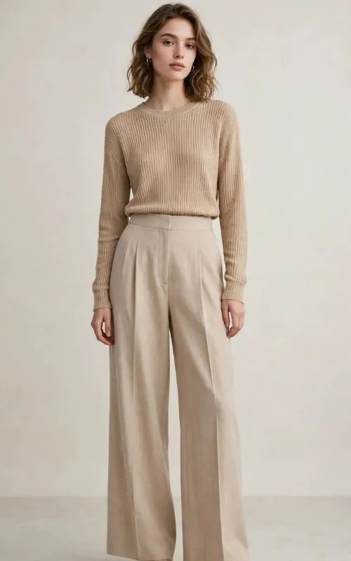 Knit Top with Wide-Leg Pants