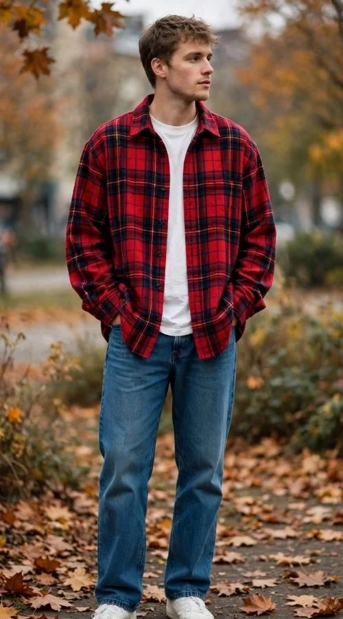 Oversized Flannel and Jeans