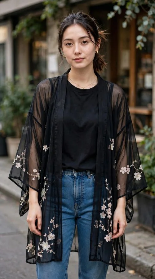 Sheer Kimono over Basics