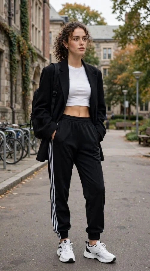 Sporty Track Pants With a Blazer
