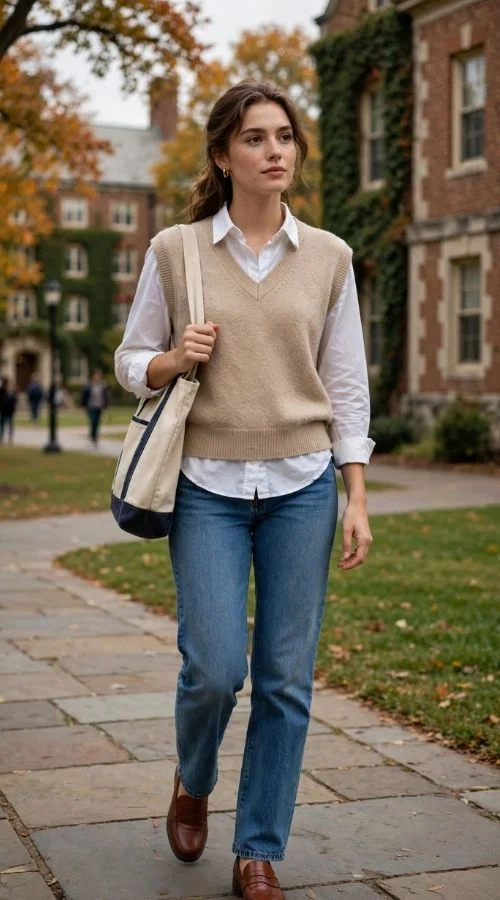 Sweater Vest With a Button-Up