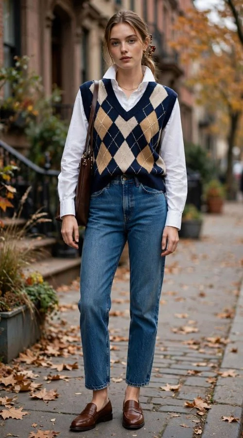 Sweater Vest and Jeans