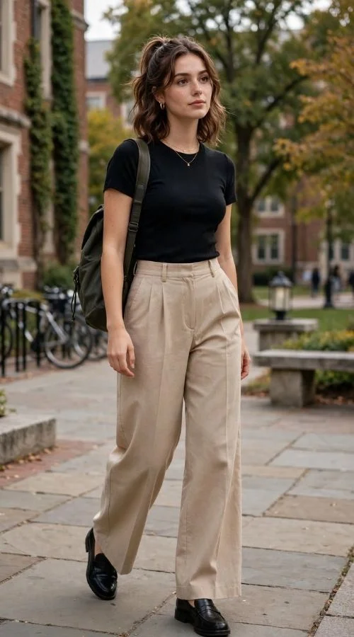 Wide-Leg Trousers With a Fitted Top