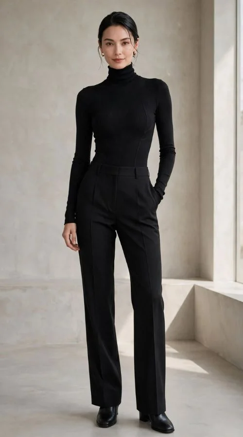 Black Trousers and Fitted Bodysuit