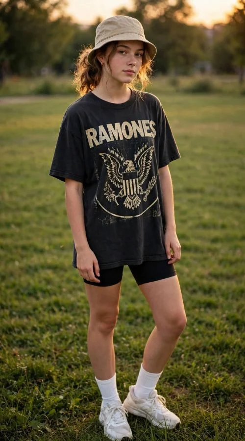 Oversized T-Shirt and Athletic Shorts