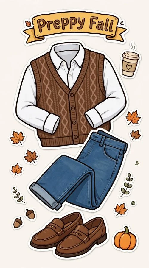 Sweater Vest Over a Button-Down Shirt